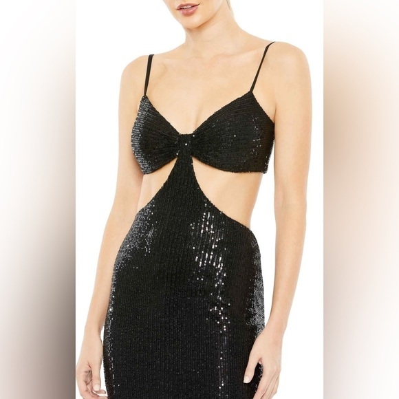 Ieena for MAC DUGGAL 11288 Black Sequin Cutout Evening formal Dress sz 2 - Picture 3 of 4